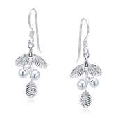 Leaf with Pearl Silver Earring STS-5950